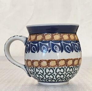 Authentic Polish Pottery Bubble Mug 12 oz Handmade Signed Numbered